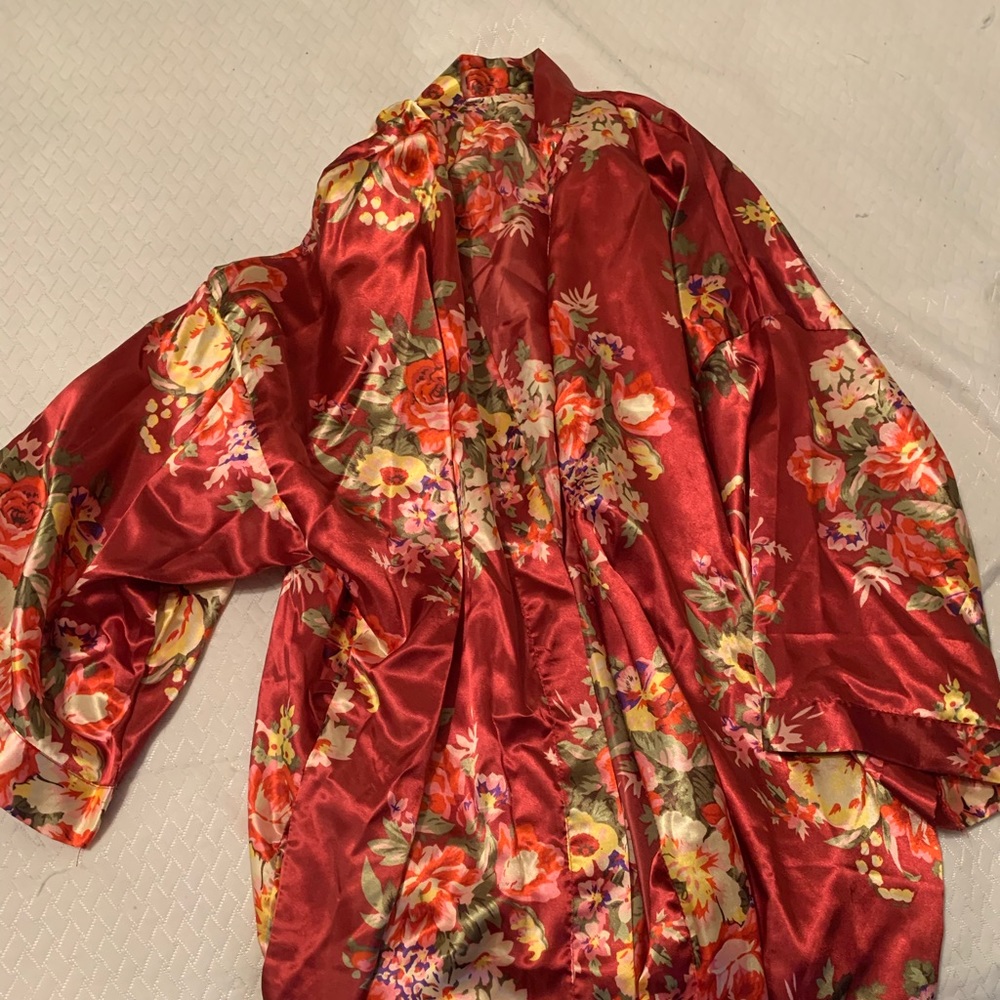 Floral silk robe